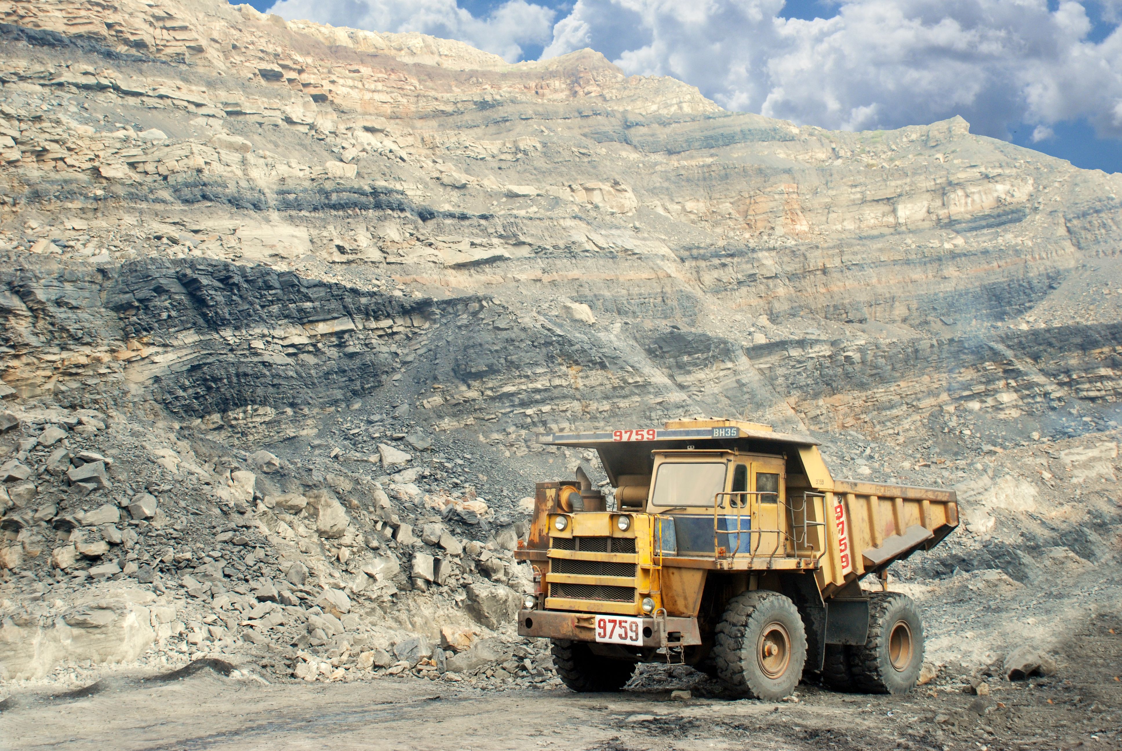 Haul truck working in an open-pit mine